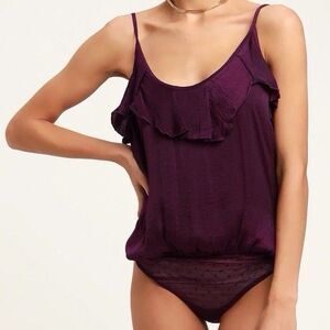 Free People Intimately FP Not Tired Thong Bodysuit Purple XS $58
